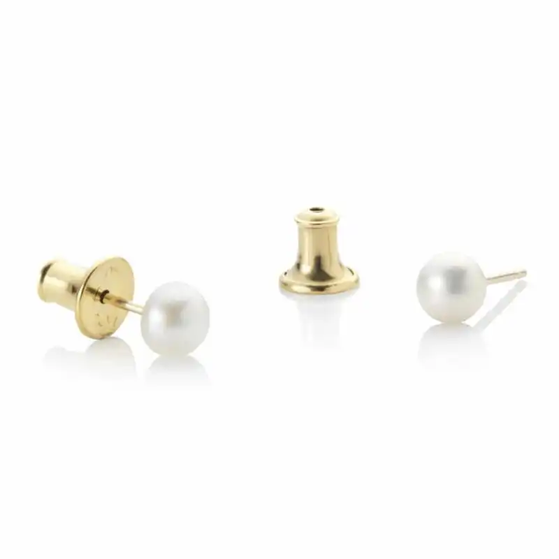 Jersey Pearl Stud Earring set with 9ct Yellow Gold