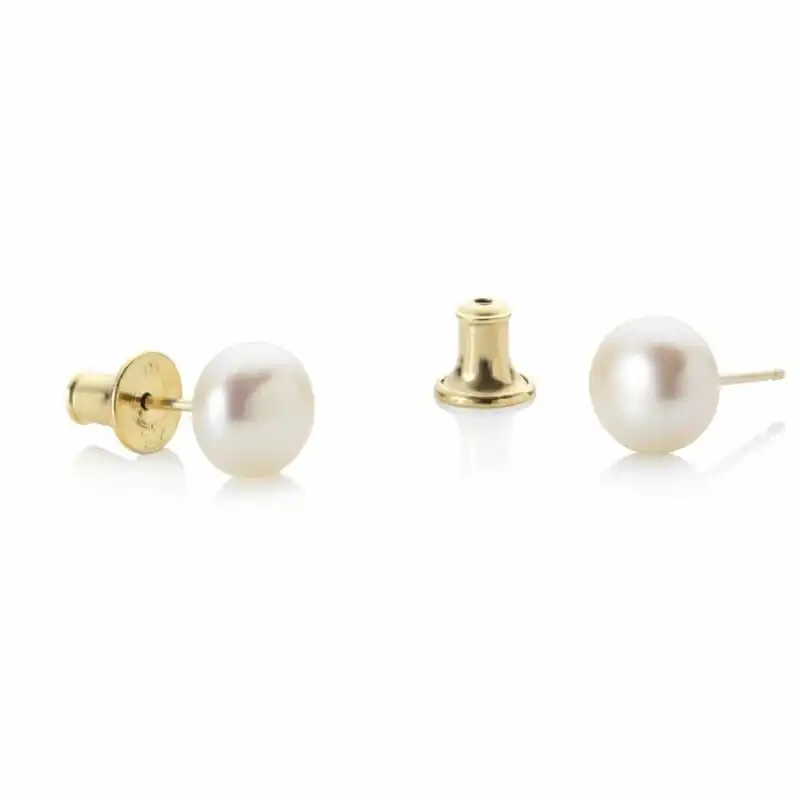 Jersey Pearl Freshwater Pearl Stud Earring set with 9ct Yellow Gold