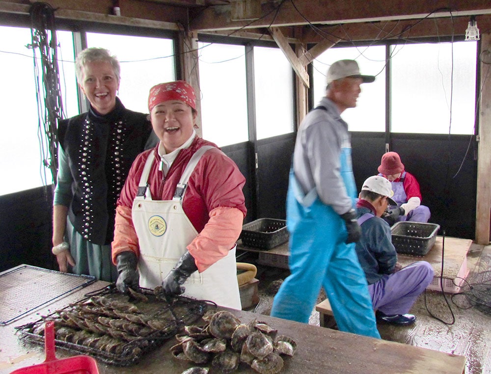 Jersey Pearl founder Angie Taylor visiting an Akoya pearl farm