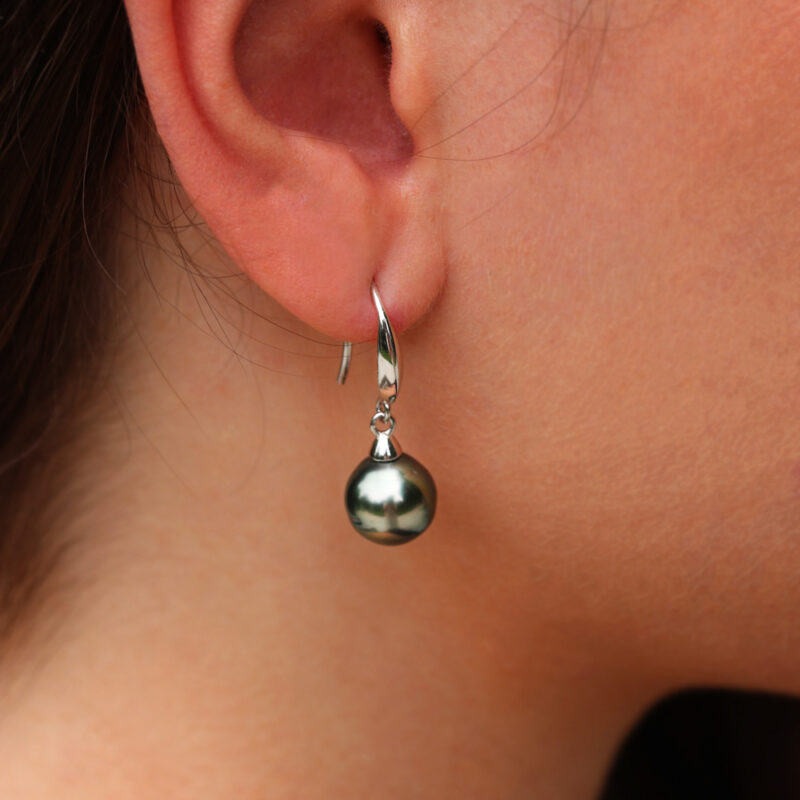 Tahitian Pearl Silver Classic Drop Earrings