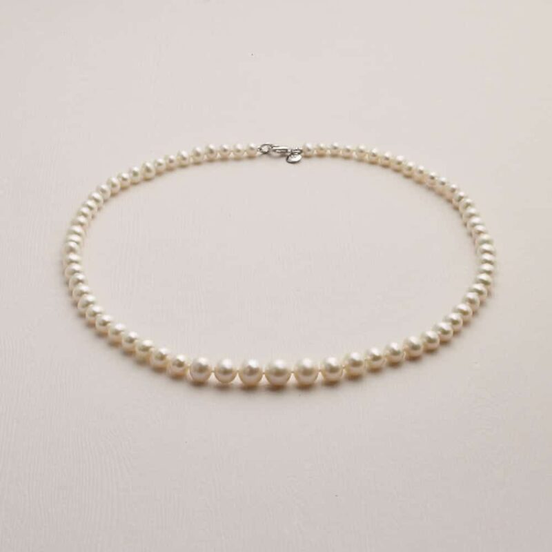 4-8mm Graduated Signature White Pearl Necklace