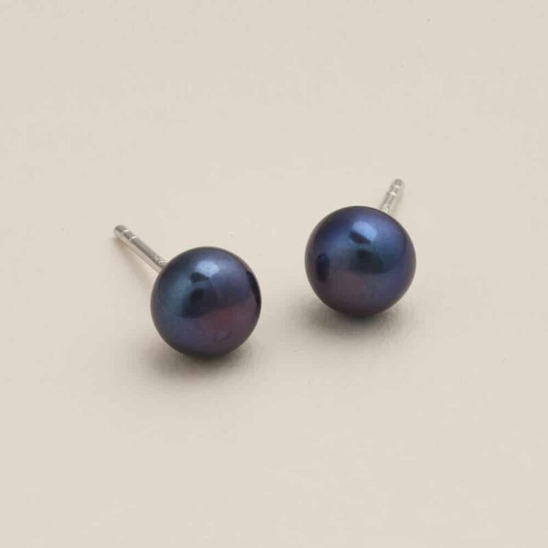 7mm Signature Peacock Button Pearl Stud Earrings