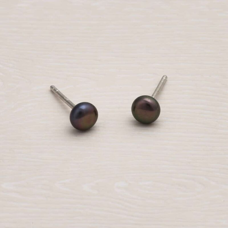 5mm Signature Peacock Button Pearl Stud Earrings
