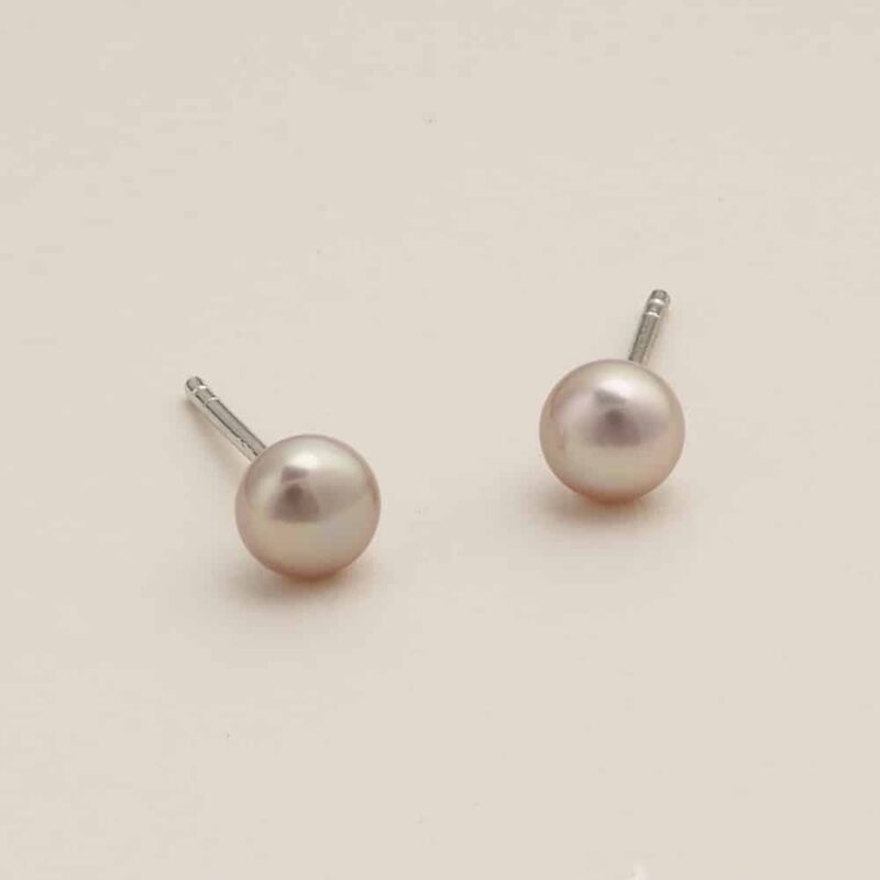 5mm Signature Pink Button Pearl Stud Earrings