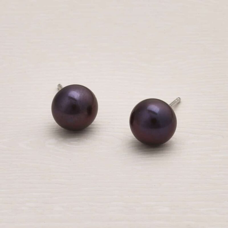 9mm Peacock Pearl Button Stud Earrings