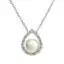 white button freshwater white topaz tear drop sterling silver pendant