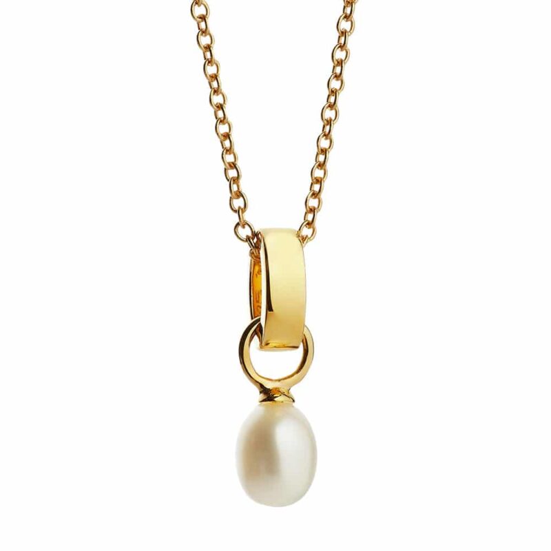 Viva Metal Yellow Gold Plated Pearl Pendant on Sterling Silver