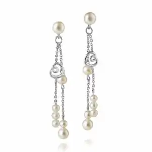 3-5mm near round white freshwater pearl heart sterling silver drop earrings