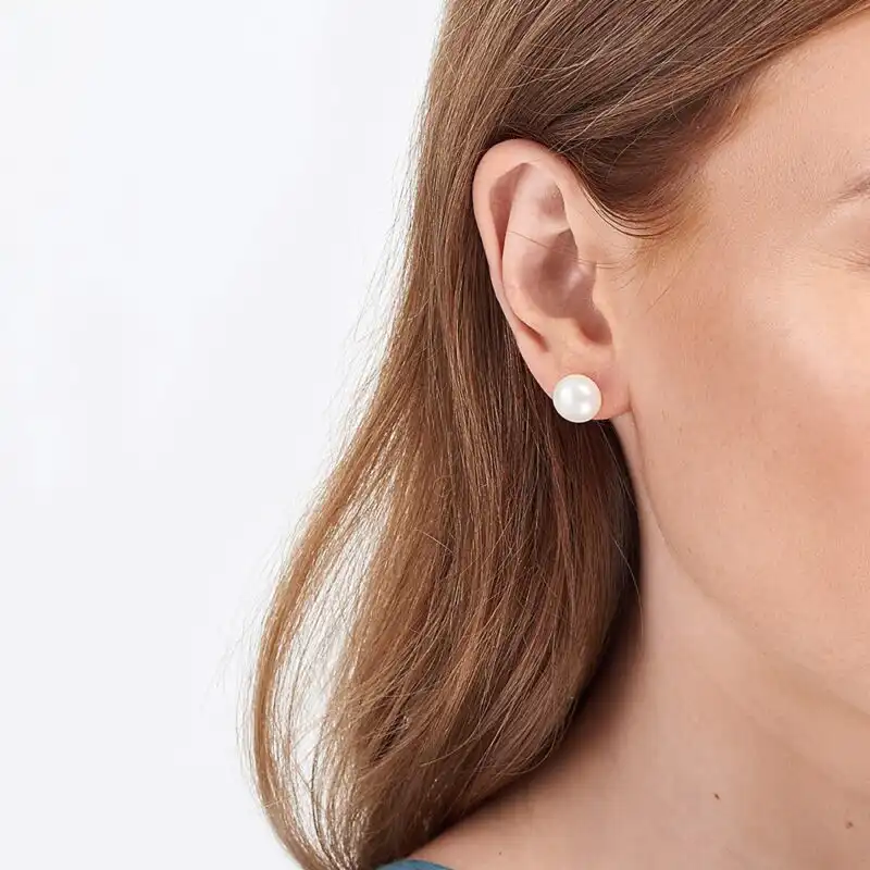 9mm Signature Button Pearl Stud Earrings