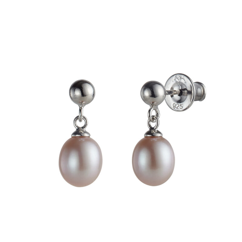 Jersey Pearl classic pink freshwater pearl drop earrings