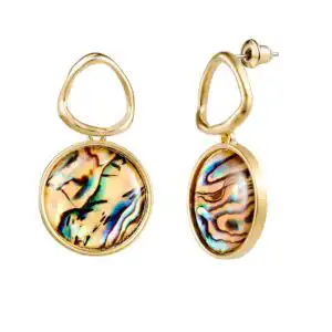 paua circular drop earrings close