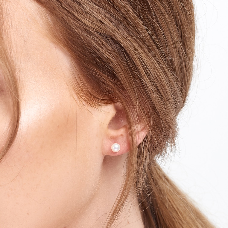 Button Pearl Stud Earrings