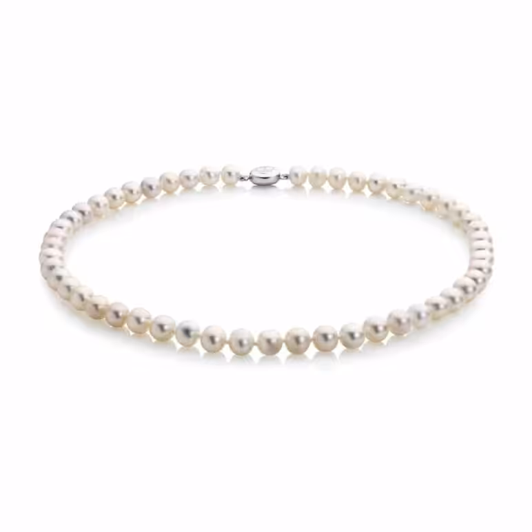 7mm Crown White Pearl Necklace 18"