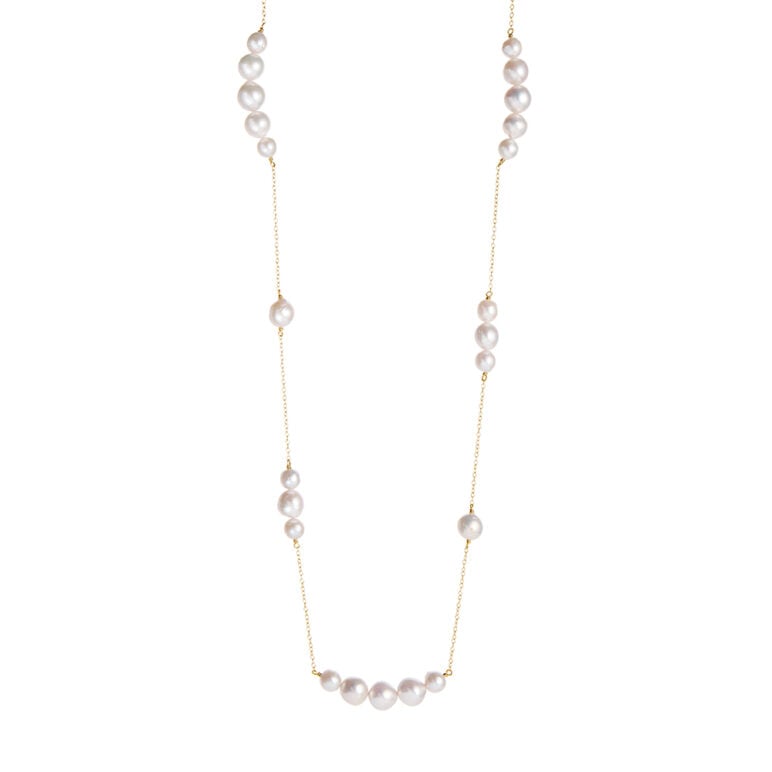 Edison Yellow Gold Long Pearl Necklace