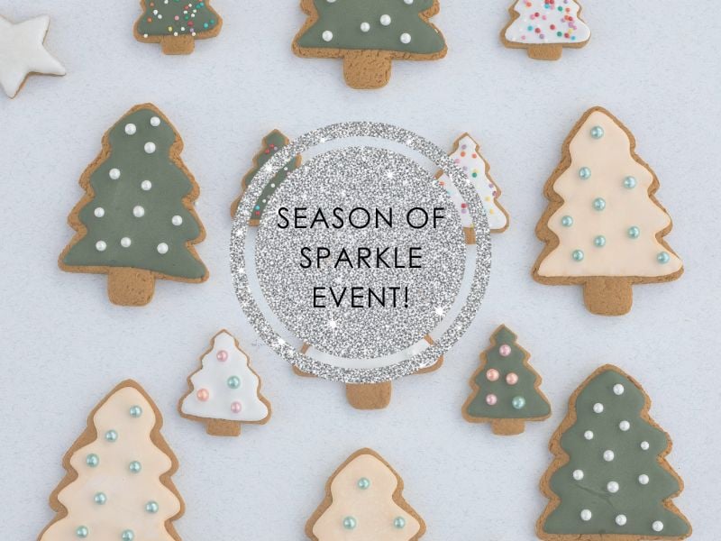 Ginger bread biscuits and season of sparkle logo