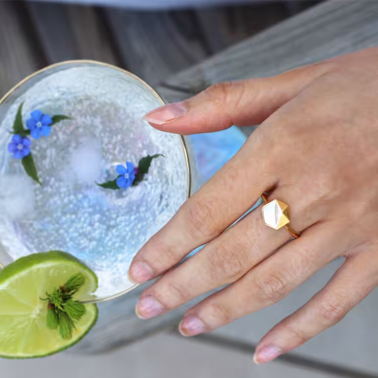 Kyra hexagon ring lifestyle image