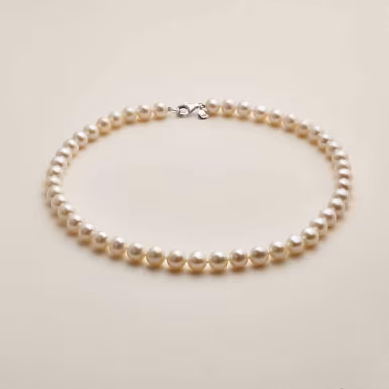 9mm Signature White Pearl Necklace 18"