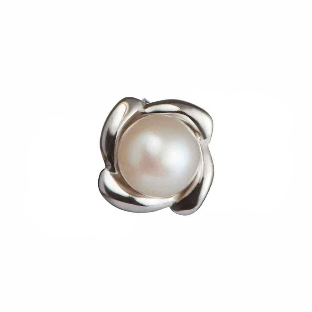 3mm white button freshwater pearl sterling silver stud earring