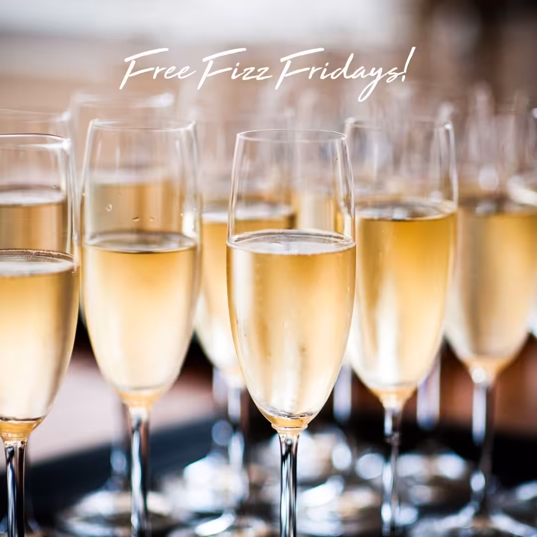 photo if champagne glasses for fizz friday at Jersey Pearl