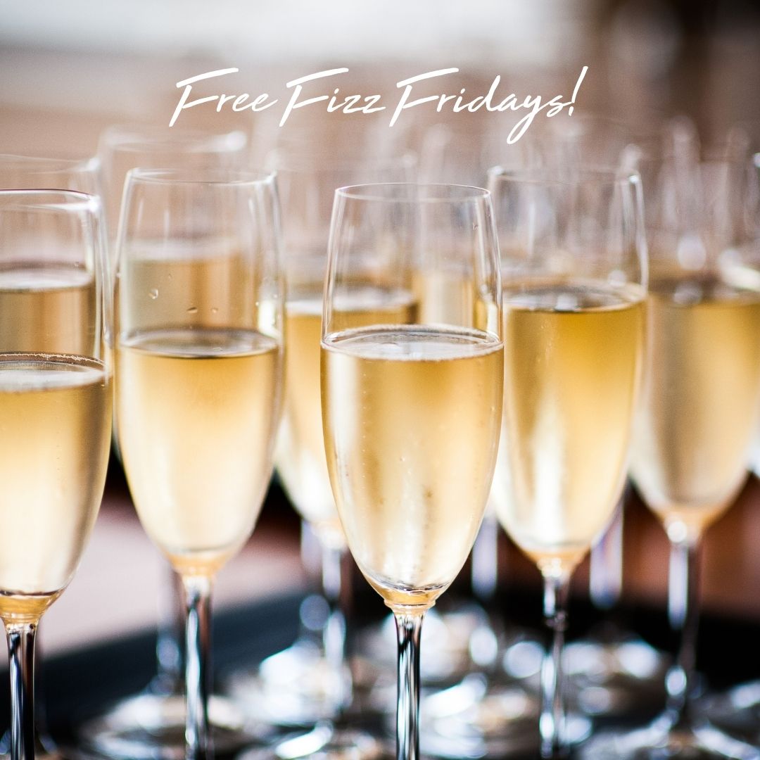 photo if champagne glasses for fizz friday at Jersey Pearl