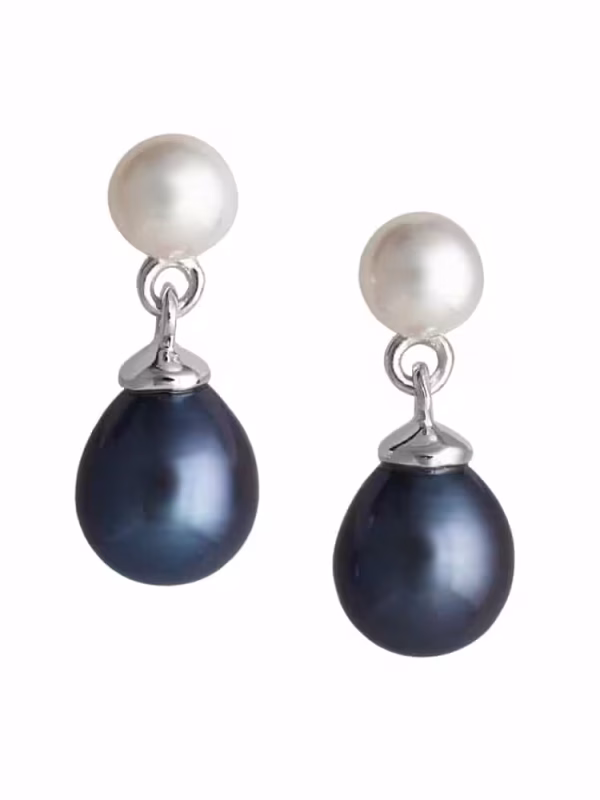 Dew Drop White and Peacock Earrings