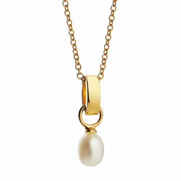 Viva Metal Yellow Gold Plated Pearl Pendant on Sterling Silver