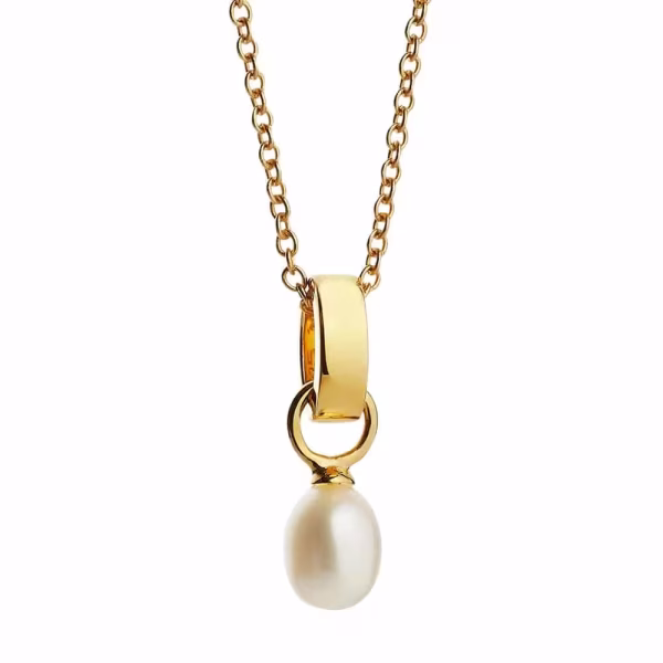 Viva Metal Yellow Gold Plated Pearl Pendant on Sterling Silver