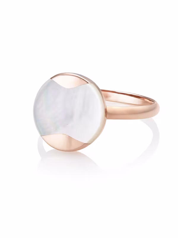 Rose Gold Plated Mother of Pearl Dune Ring set on Sterling Silver