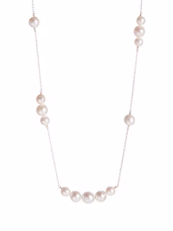 Edison Silver White Pearl Necklace