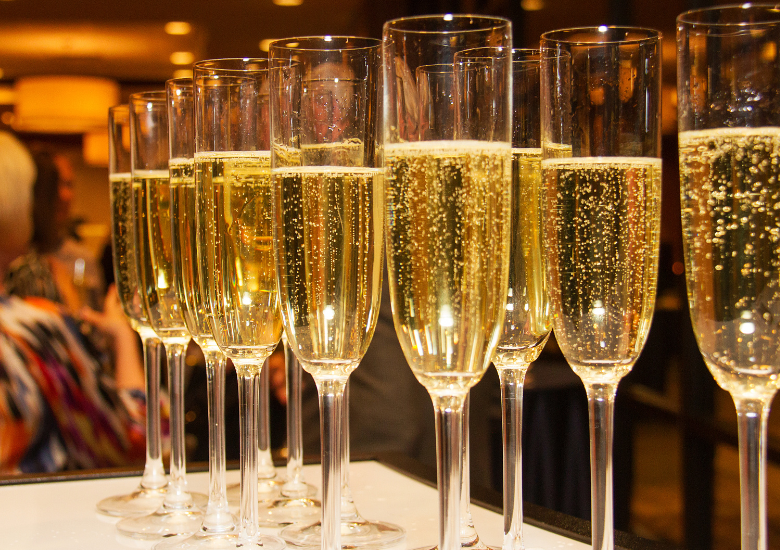 champagne glasses for fizz friday at jersey pearl